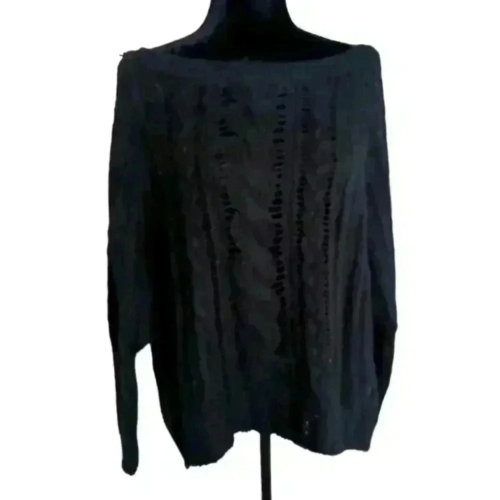 Juicy Couture Women's Black Wool and Mohair Blend Chunky Knit Sweater M